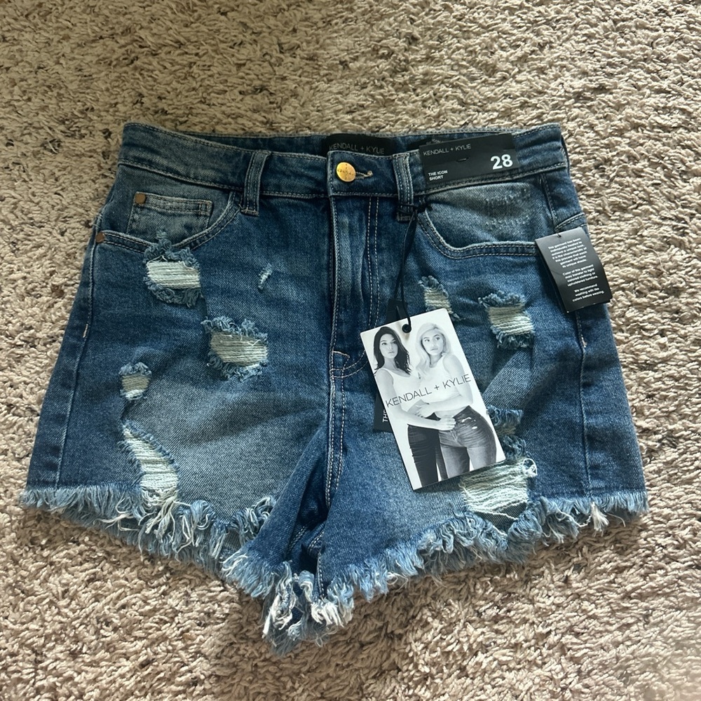 Kendall & Kylie Blue Distressed Jean Shorts